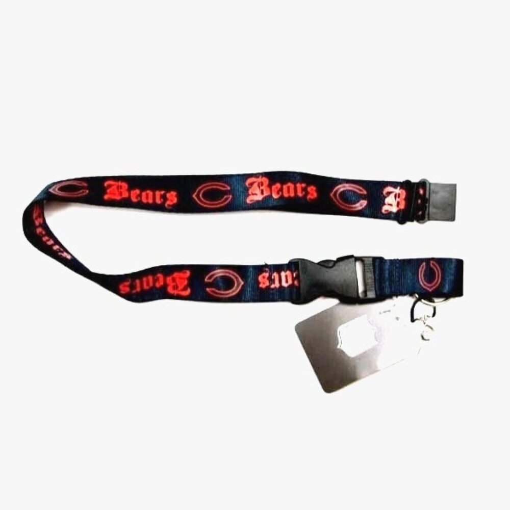 Chicago Bears Team Lanyard Keychain 2-Sided Old English Font Design Licensed New